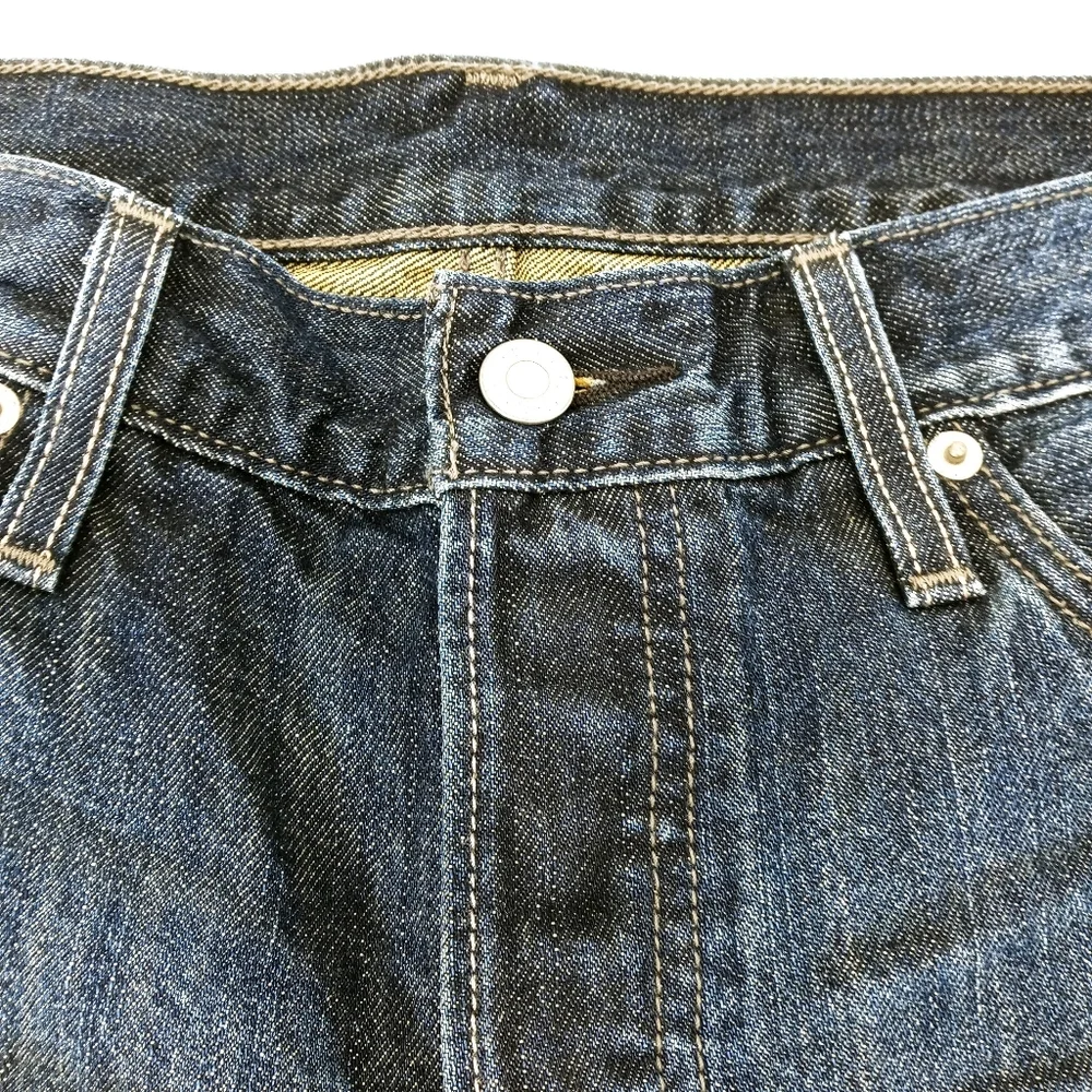 Levi's 501‎ Bermuda Dark Wash Distressed Jean Shorts